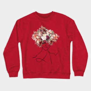 Flower Head Woman Drawing Crewneck Sweatshirt